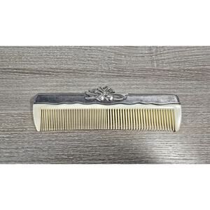 Vintage Gloria Vanderbilt Silver Plated Hair Comb Floral Design‎